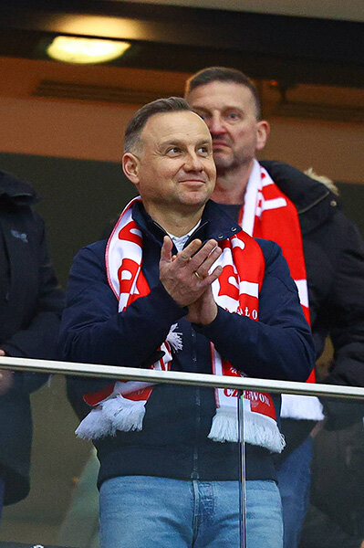Andrzej Duda na meczu kadry
