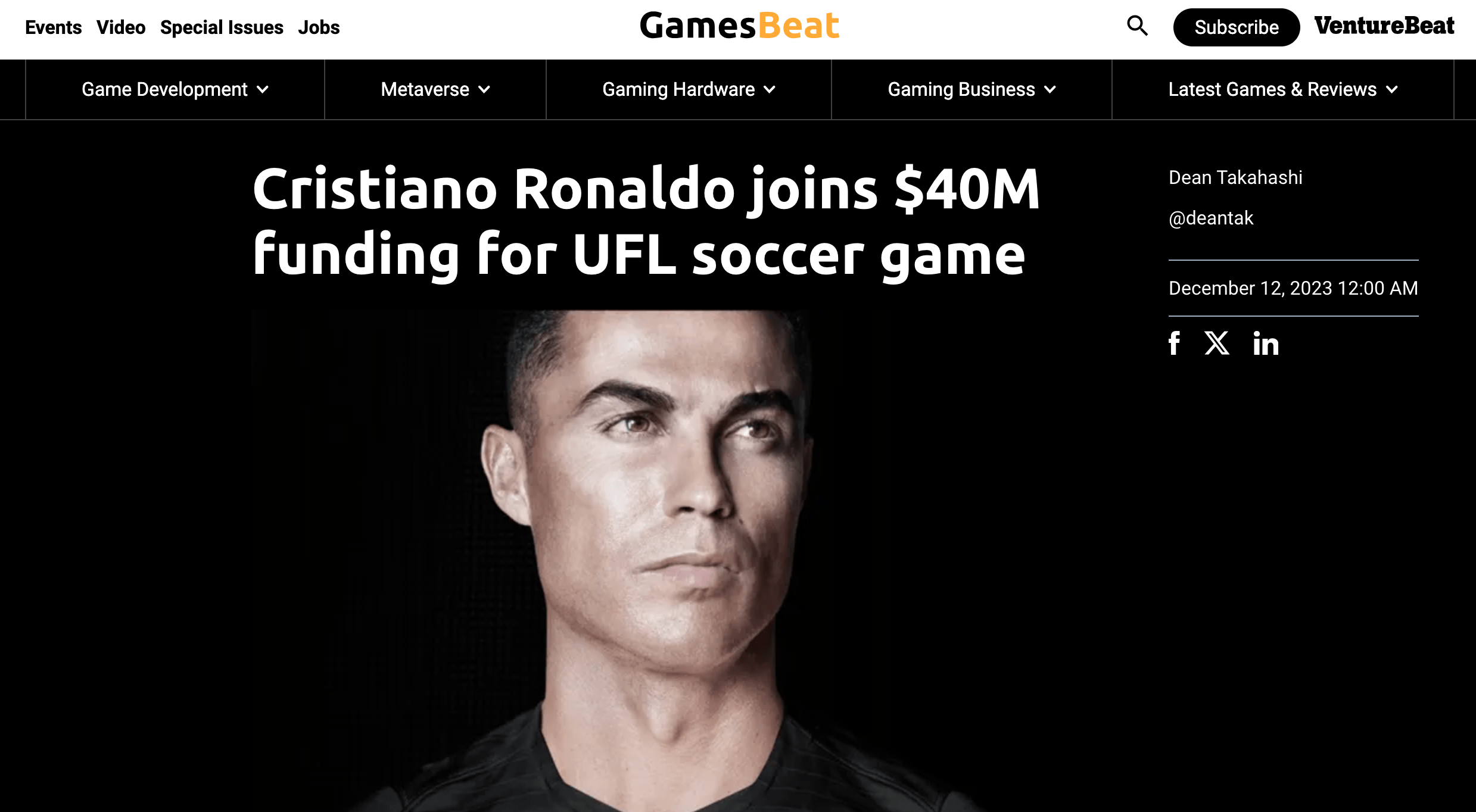 Cristiano Ronaldo inwestuje w grę UFL